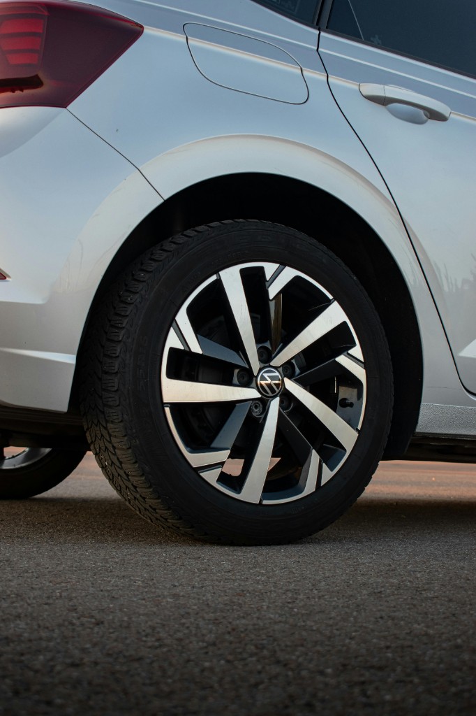 Volkswagen silver alloy wheel close-up